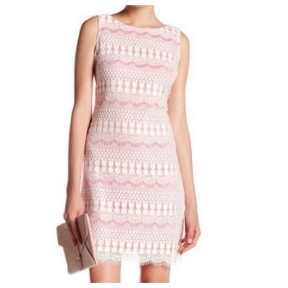 Eliza J Dress Size 2 Coral & White Balletcore Lace Coquette Boho Fringe Roaring - Picture 1 of 13